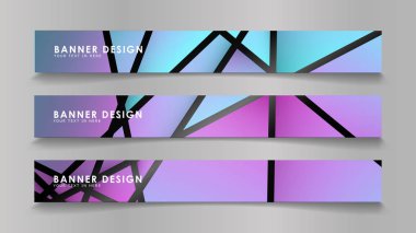 Renk degradelerinde geometrik arka planlara sahip soyut vektör afişleri