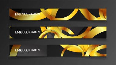 Soyut daire afişi. Süslü vektör illüstrasyon. koyu bir arka plan üzerinde altın daire