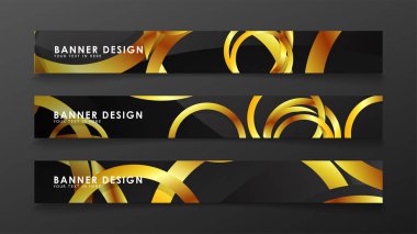 Soyut daire afişi. Süslü vektör illüstrasyon. koyu bir arka plan üzerinde altın daire