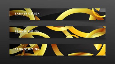 Soyut daire afişi. Süslü vektör illüstrasyon. koyu bir arka plan üzerinde altın daire