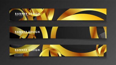 Soyut daire afişi. Süslü vektör illüstrasyon. koyu bir arka plan üzerinde altın daire