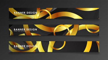 Soyut daire afişi. Süslü vektör illüstrasyon. koyu bir arka plan üzerinde altın daire