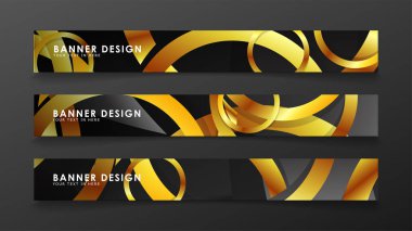 Soyut daire afişi. Süslü vektör illüstrasyon. koyu bir arka plan üzerinde altın daire