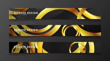 Soyut daire afişi. Süslü vektör illüstrasyon. koyu bir arka plan üzerinde altın daire