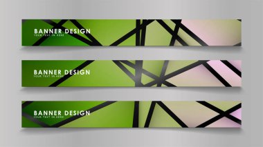 Renk degradelerinde geometrik arka planlara sahip soyut vektör afişleri