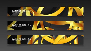 Soyut daire afişi. Süslü vektör illüstrasyon. koyu bir arka plan üzerinde altın daire