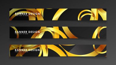 Soyut daire afişi. Süslü vektör illüstrasyon. koyu bir arka plan üzerinde altın daire