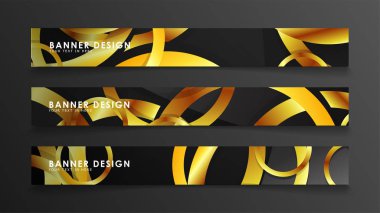 Soyut daire afişi. Süslü vektör illüstrasyon. koyu bir arka plan üzerinde altın daire