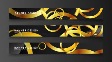 Soyut daire afişi. Süslü vektör illüstrasyon. koyu bir arka plan üzerinde altın daire