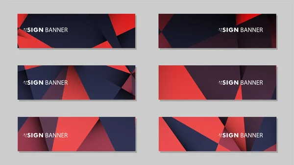 Bannières vectorielles abstraites rectangle avec fond dégradé géométrique noir rouge. modèles de conception. future conception de gabarit d'affiche — Image vectorielle