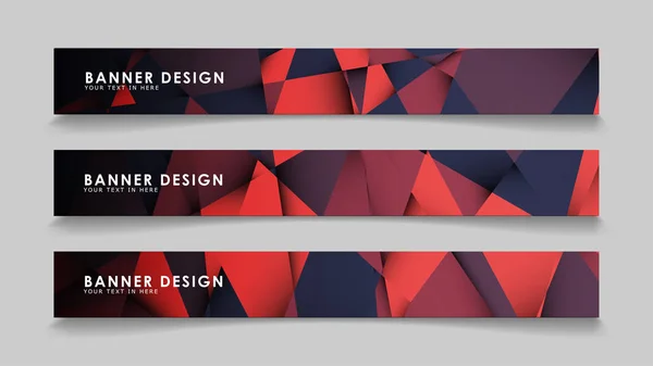 Bandeiras vetoriais retangulares abstratas com fundos de gradiente geométrico preto vermelho. modelos de design. projeto futuro modelo de cartaz — Vetor de Stock