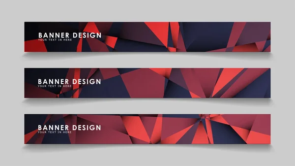 Bandeiras vetoriais retangulares abstratas com fundos de gradiente geométrico preto vermelho. modelos de design. projeto futuro modelo de cartaz — Vetor de Stock