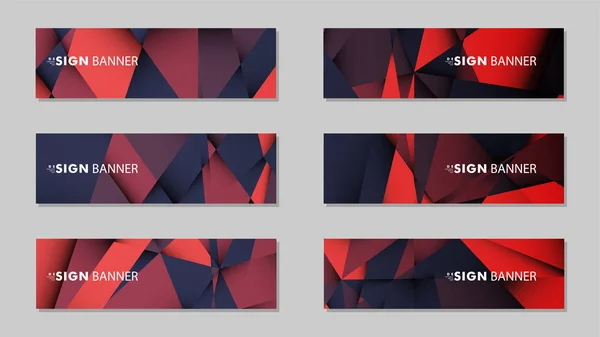 Bannières vectorielles abstraites rectangle avec fond dégradé géométrique noir rouge. modèles de conception. future conception de gabarit d'affiche — Image vectorielle