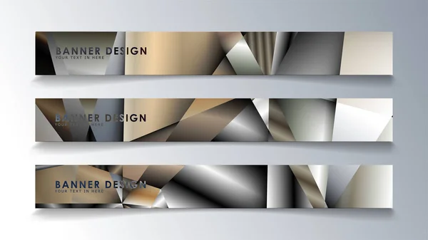Abstracte rechthoek vector banner met een achtergrond van metalen geometrische gradiënt kleuren. Ontwerpsjabloon. toekomst poster sjabloonontwerp — Stockvector