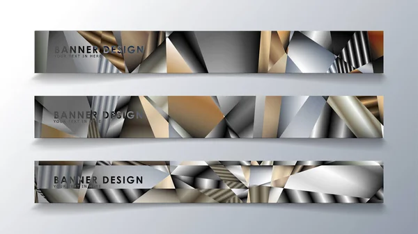 Banner vettoriale astratto a rettangolo con sfondo di colori a gradiente geometrico metallico. modello di design. design futuro modello poster — Vettoriale Stock