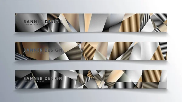 Abstraktes Rechteck-Vektorbanner mit einem Hintergrund aus geometrischen Metallverlaufsfarben. Designvorlage. Gestaltung von zukünftigen Plakatvorlagen — Stockvektor