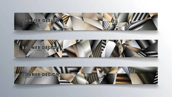 Abstracte rechthoek vector banner met een achtergrond van metalen geometrische gradiënt kleuren. Ontwerpsjabloon. toekomst poster sjabloonontwerp — Stockvector