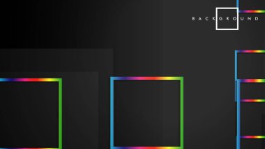 Vektör Modern Soyut Kareler Arka Planlar . siyah ve gökkuşağı renk degradesi ile. eps 10 şablonu