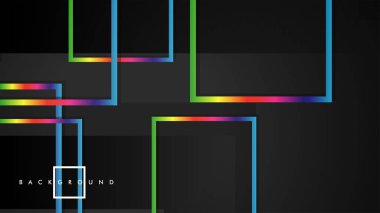 Vektör Modern Soyut Kareler Arka Planlar . siyah ve gökkuşağı renk degradesi ile. eps 10 şablonu