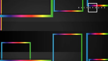 Vektör Modern Soyut Kareler Arka Planlar . siyah ve gökkuşağı renk degradesi ile. eps 10 şablonu