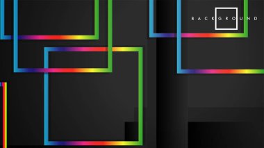 Vektör Modern Soyut Kareler Arka Planlar . siyah ve gökkuşağı renk degradesi ile. eps 10 şablonu