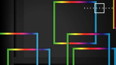 Vektör Modern Soyut Kareler Arka Planlar . siyah ve gökkuşağı renk degradesi ile. eps 10 şablonu