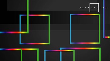 Vektör Modern Soyut Kareler Arka Planlar . siyah ve gökkuşağı renk degradesi ile. eps 10 şablonu