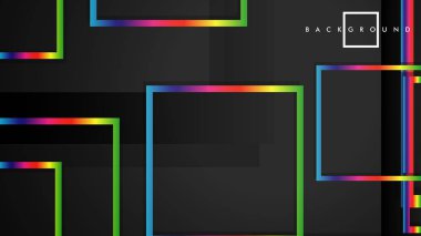 Vektör Modern Soyut Kareler Arka Planlar . siyah ve gökkuşağı renk degradesi ile. eps 10 şablonu