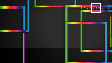 Vektör Modern Soyut Kareler Arka Planlar . siyah ve gökkuşağı renk degradesi ile. eps 10 şablonu