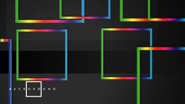 Vektör Modern Soyut Kareler Arka Planlar . siyah ve gökkuşağı renk degradesi ile. eps 10 şablonu