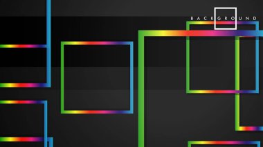 Vektör Modern Soyut Kareler Arka Planlar . siyah ve gökkuşağı renk degradesi ile. eps 10 şablonu