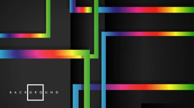 Vektör Modern Soyut Kareler Arka Planlar . siyah ve gökkuşağı renk degradesi ile. eps 10 şablonu