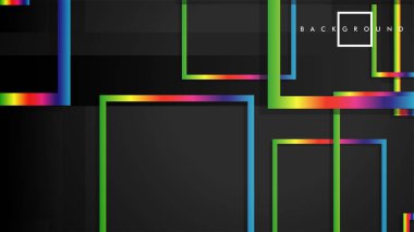 Vektör Modern Soyut Kareler Arka Planlar . siyah ve gökkuşağı renk degradesi ile. eps 10 şablonu