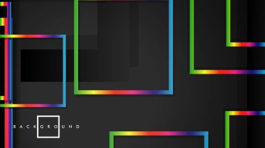 Vektör Modern Soyut Kareler Arka Planlar . siyah ve gökkuşağı renk degradesi ile. eps 10 şablonu