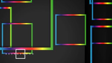 Vektör Modern Soyut Kareler Arka Planlar . siyah ve gökkuşağı renk degradesi ile. eps 10 şablonu