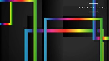 Vektör Modern Soyut Kareler Arka Planlar . siyah ve gökkuşağı renk degradesi ile. eps 10 şablonu
