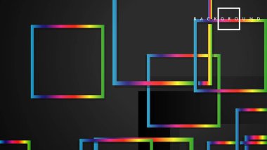 Vektör Modern Soyut Kareler Arka Planlar . siyah ve gökkuşağı renk degradesi ile. eps 10 şablonu