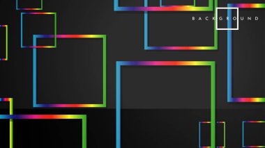 Vektör Modern Soyut Kareler Arka Planlar . siyah ve gökkuşağı renk degradesi ile. eps 10 şablonu