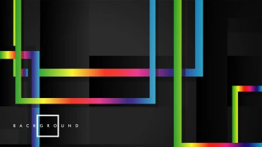 Vektör Modern Soyut Kareler Arka Planlar . siyah ve gökkuşağı renk degradesi ile. eps 10 şablonu