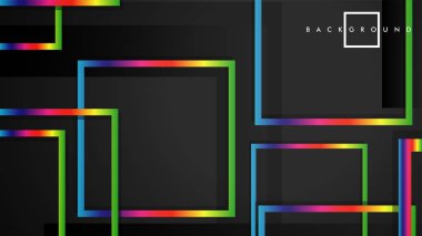 Vektör Modern Soyut Kareler Arka Planlar . siyah ve gökkuşağı renk degradesi ile. eps 10 şablonu