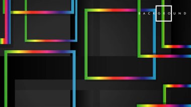 Vektör Modern Soyut Kareler Arka Planlar . siyah ve gökkuşağı renk degradesi ile. eps 10 şablonu