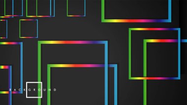 Vektör Modern Soyut Kareler Arka Planlar . siyah ve gökkuşağı renk degradesi ile. eps 10 şablonu