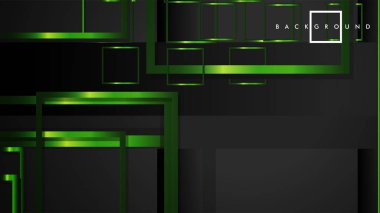 Vektör Modern Soyut Kareler Arka Planlar . siyah ve yeşil metal renk degradesi ile. eps 10 şablonu