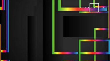 Vektör Modern Soyut Kareler Arka Planlar . siyah ve gökkuşağı renk degradesi ile. eps 10 şablonu