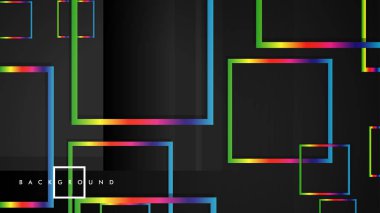 Vektör Modern Soyut Kareler Arka Planlar . siyah ve gökkuşağı renk degradesi ile. eps 10 şablonu