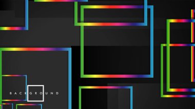 Vektör Modern Soyut Kareler Arka Planlar . siyah ve gökkuşağı renk degradesi ile. eps 10 şablonu