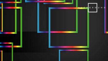 Vektör Modern Soyut Kareler Arka Planlar . siyah ve gökkuşağı renk degradesi ile. eps 10 şablonu