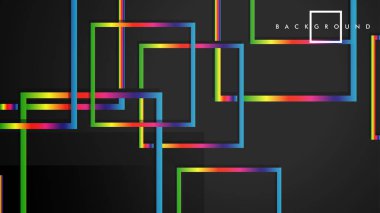 Vektör Modern Soyut Kareler Arka Planlar . siyah ve gökkuşağı renk degradesi ile. eps 10 şablonu