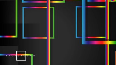 Vektör Modern Soyut Kareler Arka Planlar . siyah ve gökkuşağı renk degradesi ile. eps 10 şablonu