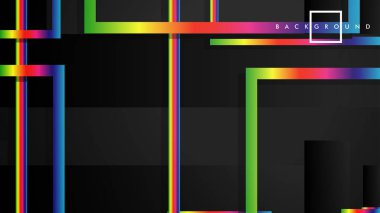 Vektör Modern Soyut Kareler Arka Planlar . siyah ve gökkuşağı renk degradesi ile. eps 10 şablonu